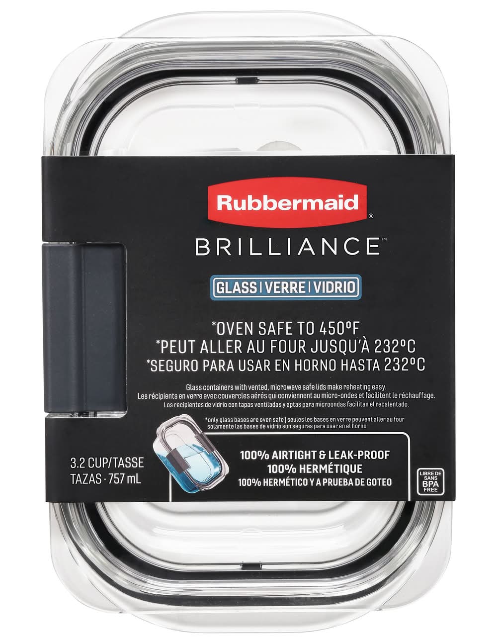Rubbermaid 3.2 Cup Brilliance Glass Container