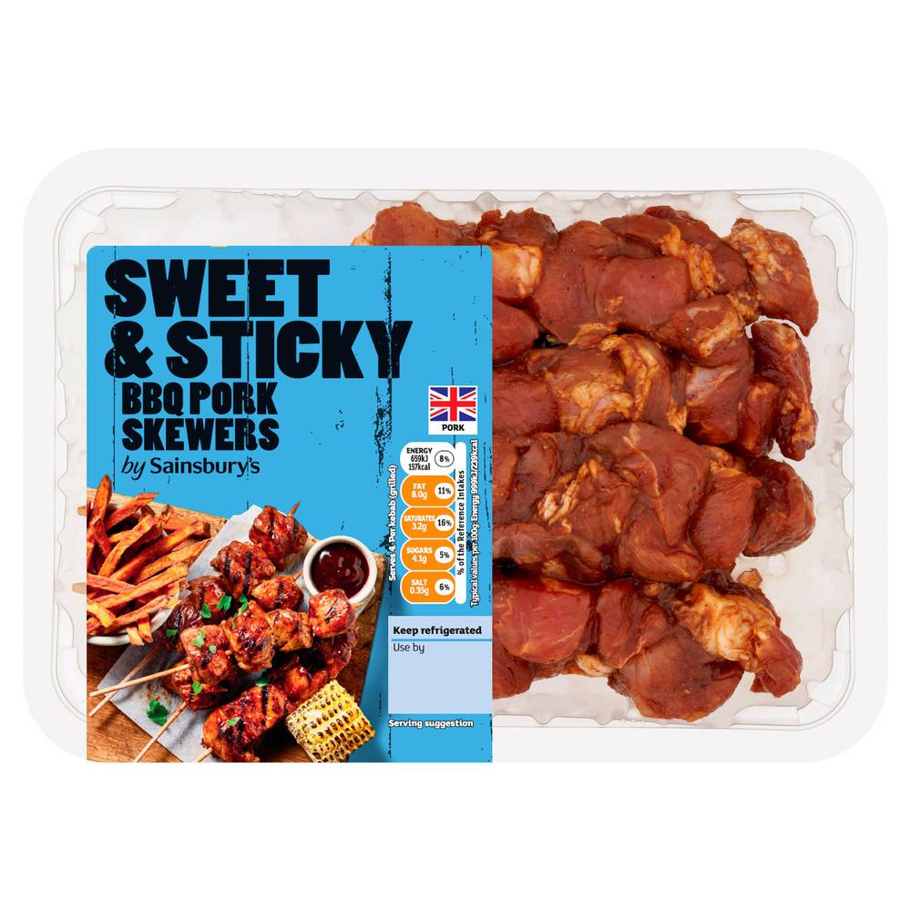 Sainsbury's Sweet & Sticky BBQ British Pork Skewers 420g