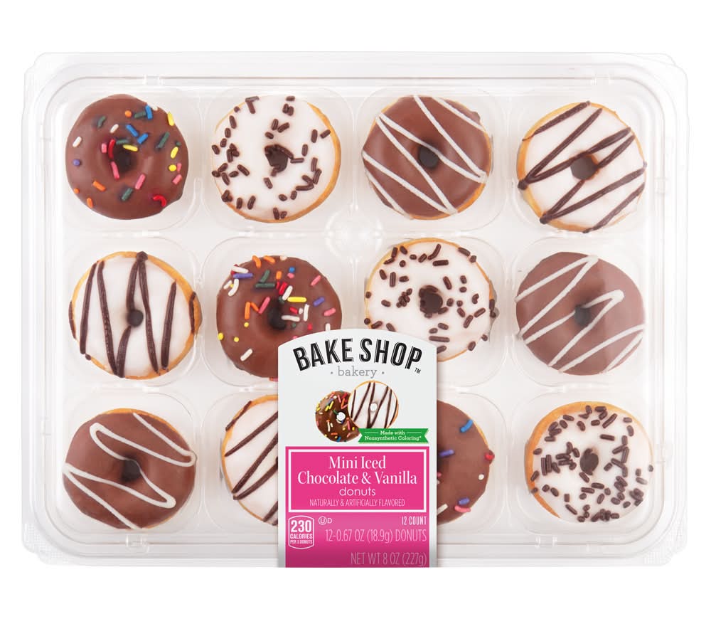 Bake Shop Mini Iced Donuts, Chocolate & Vanilla (8 oz, 12 ct)