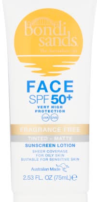 Bondi Sands Face Spf 50+ Fragrance Free Tinted - Matte Sunscreen Lotion (75ml)
