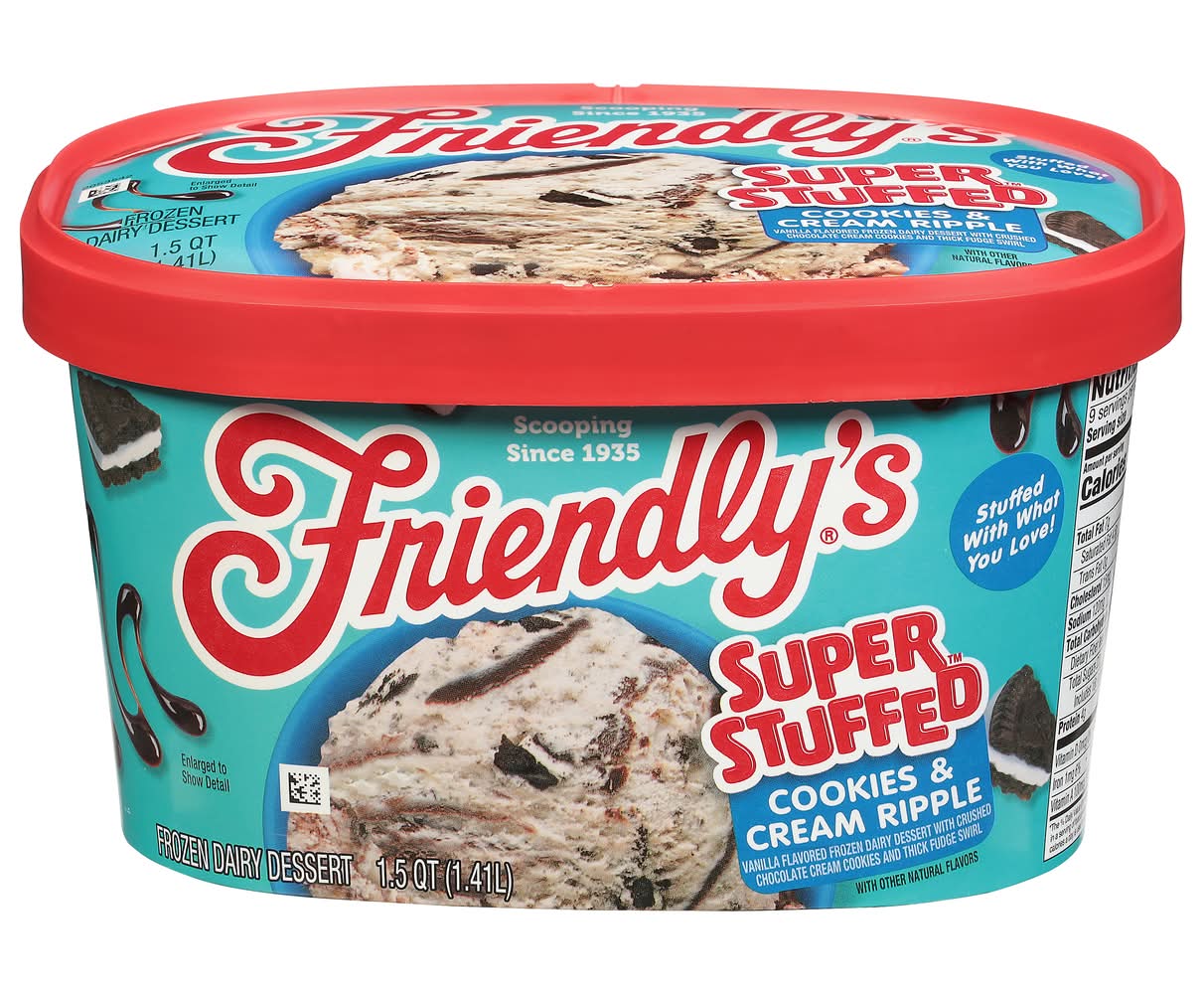 Friendly's Sundae Xtreme Cookies & Cream Ripple Ice Cream, Vanilla (48 fl oz)