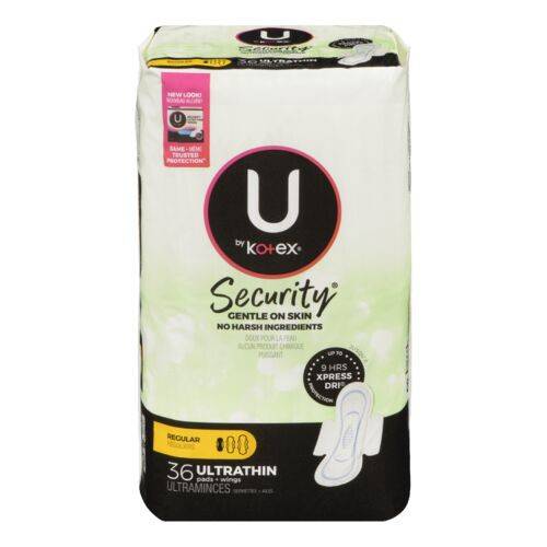 U By Kotex Security Ultra Thin Regular Pads With Wings (36 units)