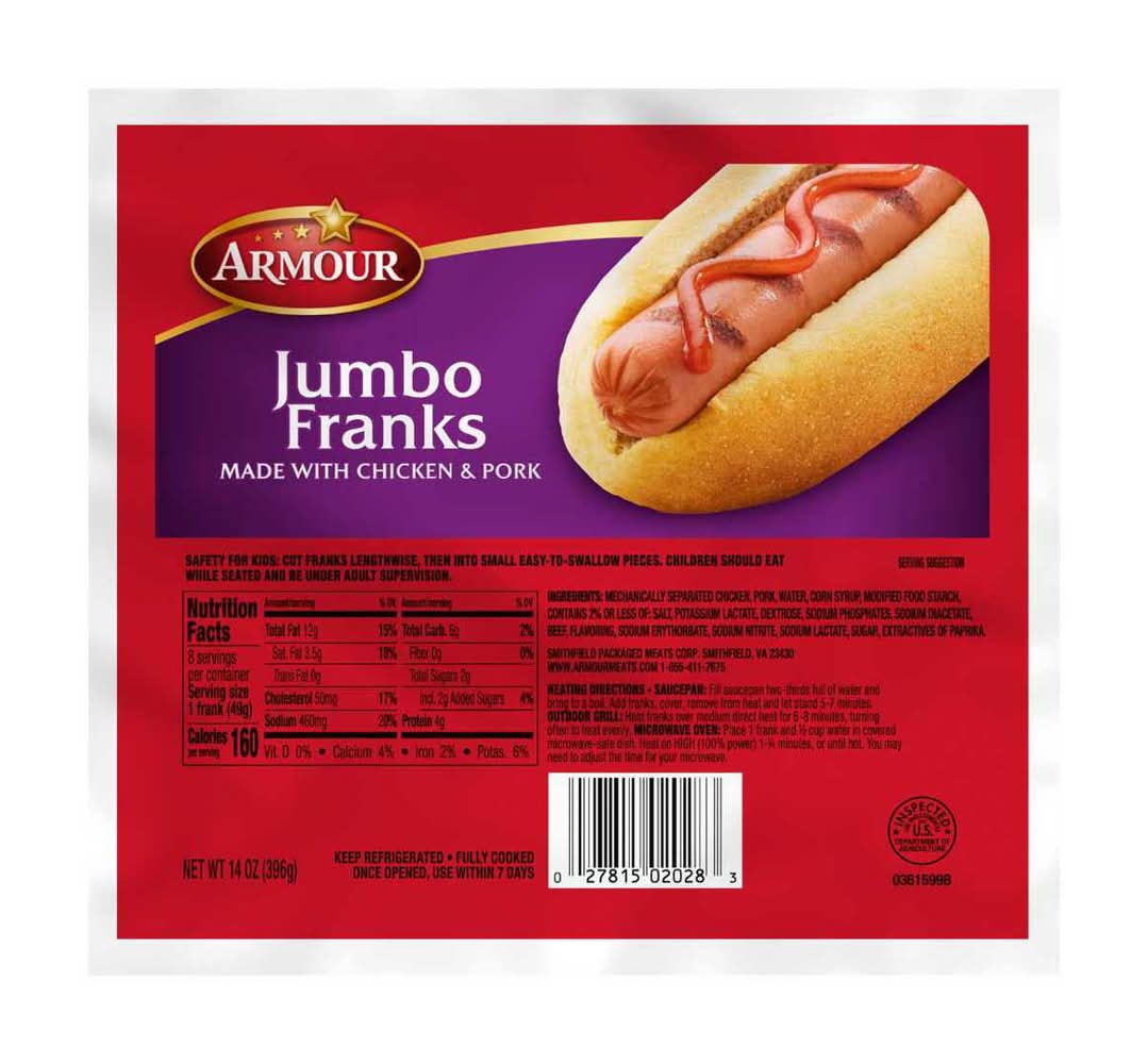Armour Jumbo Hot Dog, Chicken & Pork (14 oz, 8 ct)