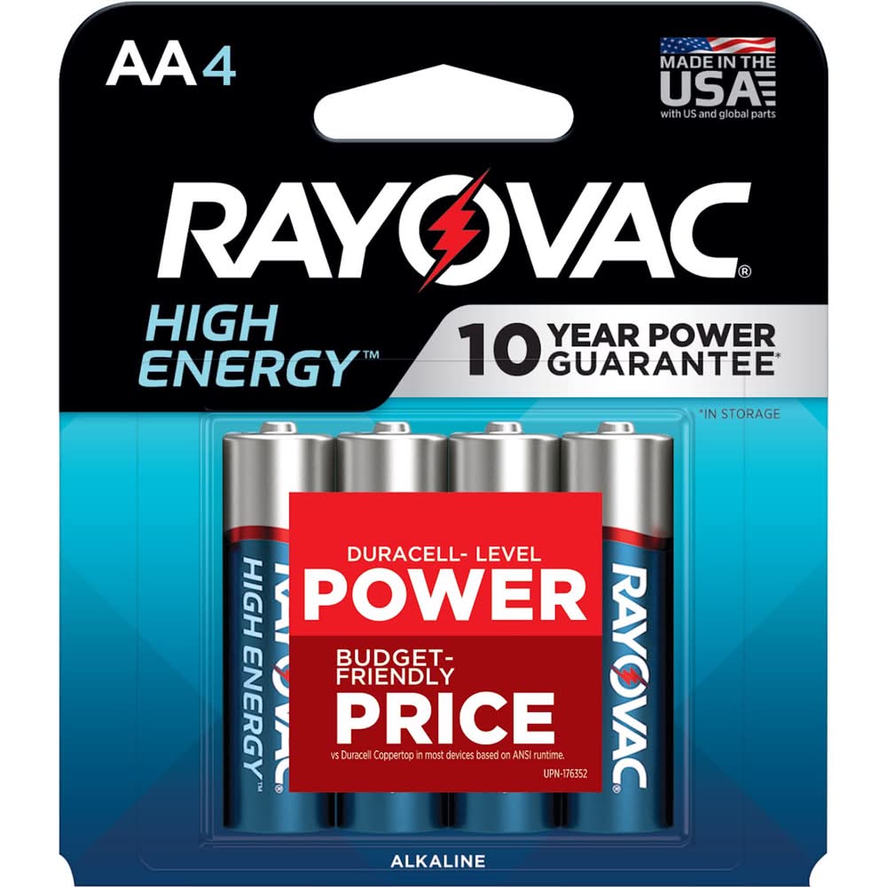 Rayovac High Energy Aa Alkaline Batteries 4 Pk Carded