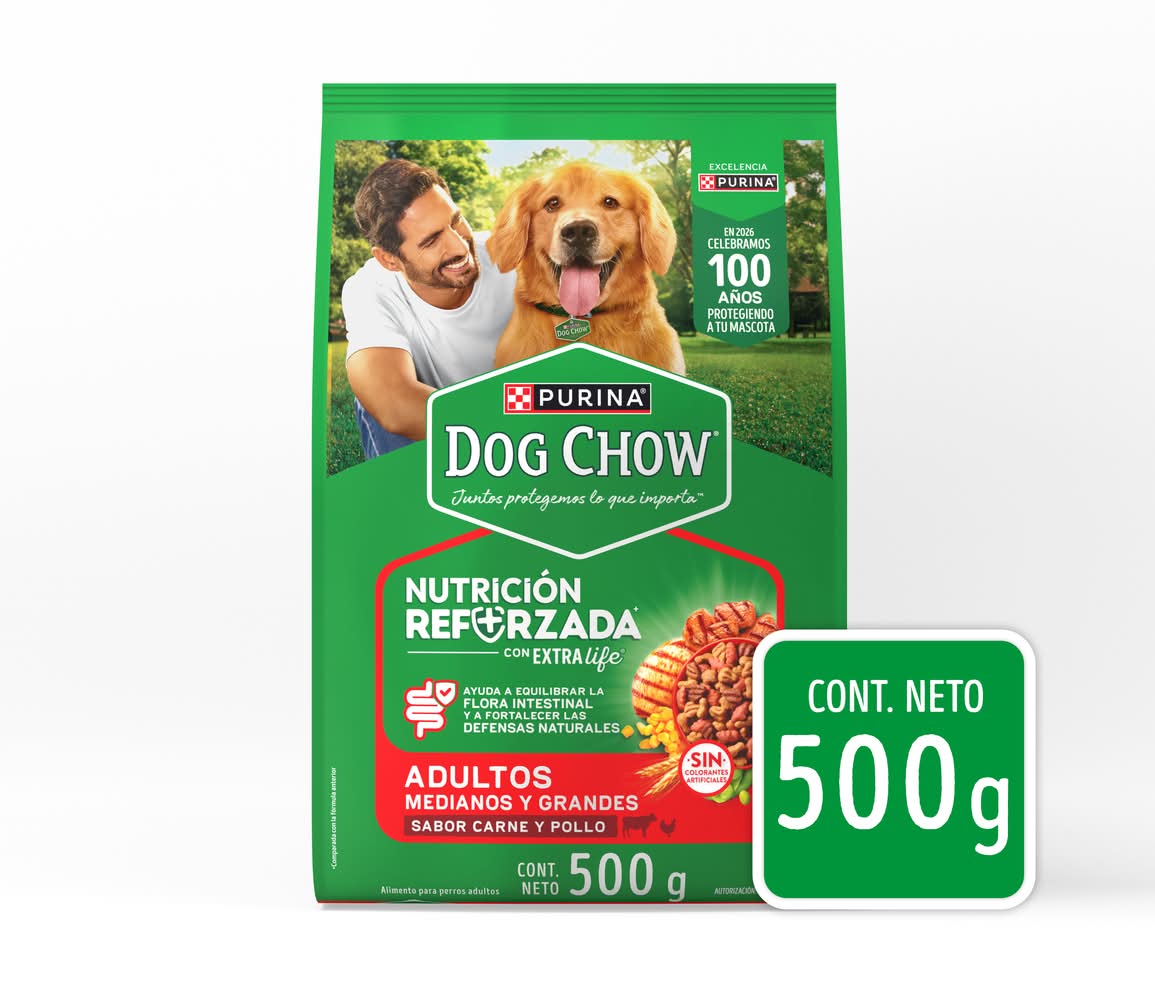 Purina Dog Chow · Alimento extra life adultos medianos y grandes, carne - pollo (500 g)