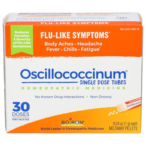 Boiron Oscillococcinum Single Dose Tubes For Flu-Like Symptoms (0.04 oz, 30 ct)