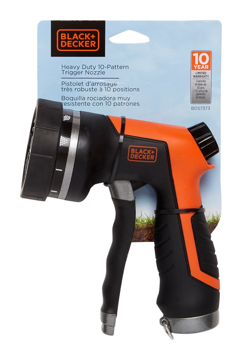 Black+Decker Heavy Duty 10-Pattern Trigger Nozzle Garden Hose Sprayer