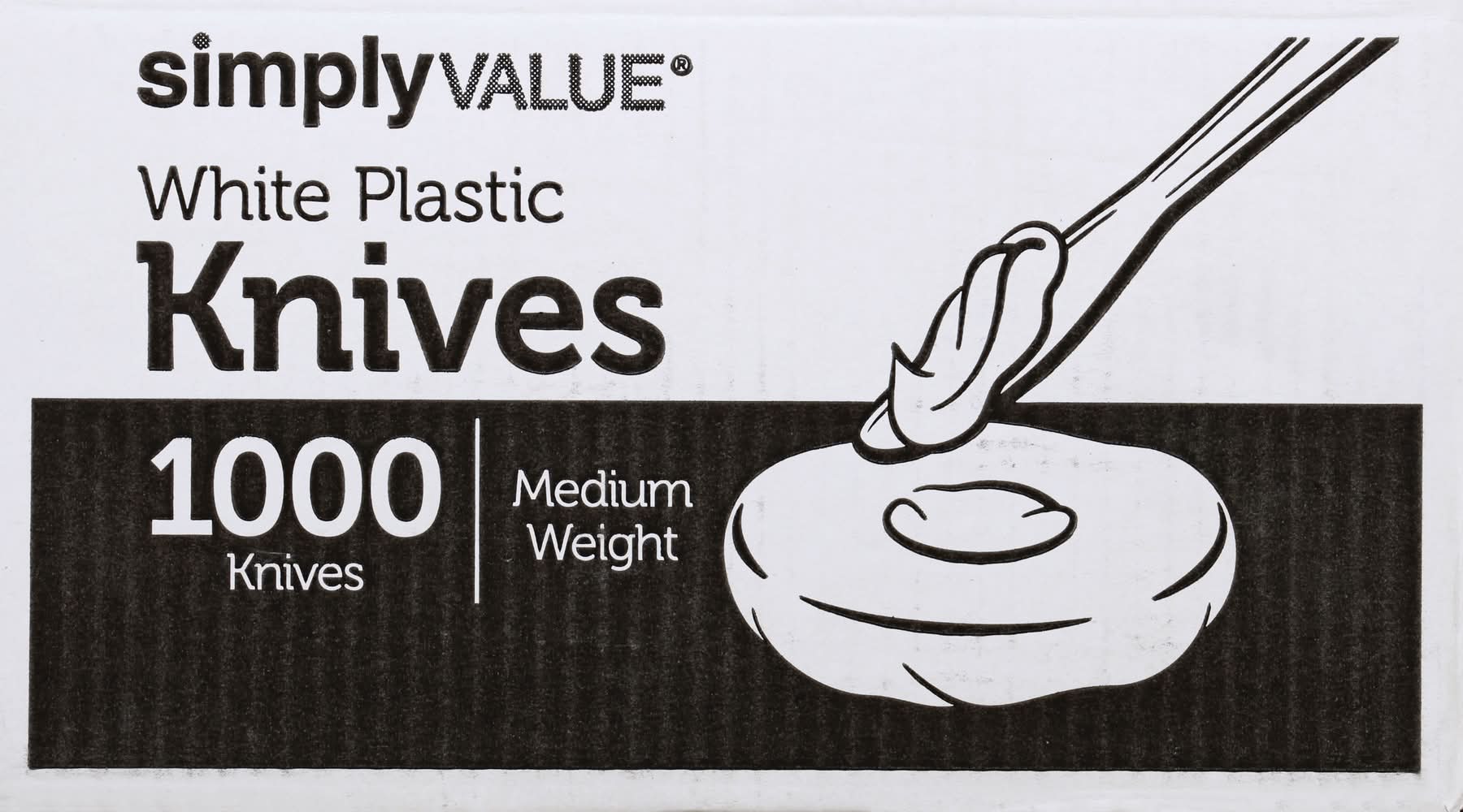Simply Value Medium Weight White Plastic Knives (1.66 lbs)