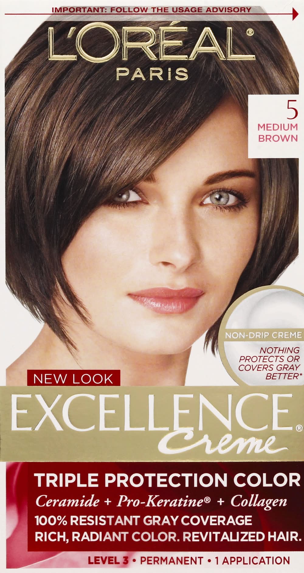 L'Oréal Paris Excellence Creme Triple Protection Hair Color, 5 Medium Brown (9.6 oz)