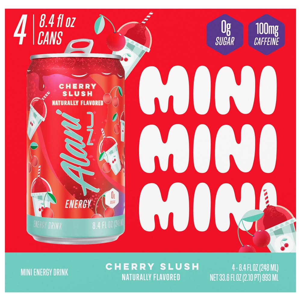 Alani Nu Mini Energy Drink, Cherry Slush (4 x 8.4 fl oz)
