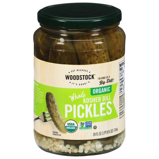 Woodstock Organic Vegan Kosher Whole Dill Pickles (24 fl oz)