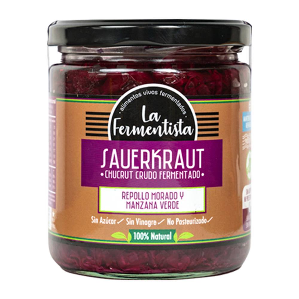 La Fermentista · Sauerkraut repollo morado manzana verde (390 g)