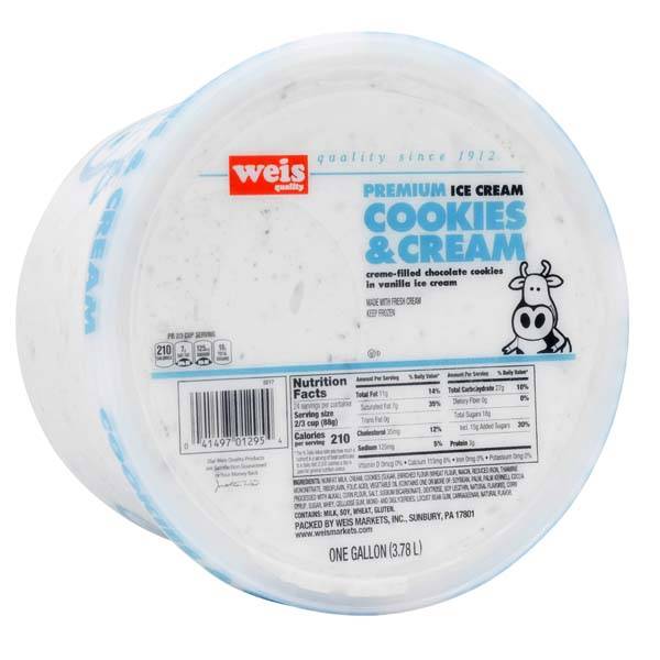 Weis Quality Cookies and Cream Ice Cream, Vanilla (128 fl oz)