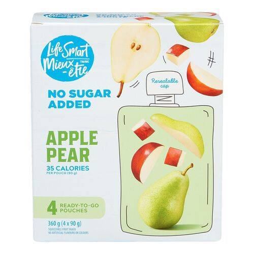 Life smart collations de fruits de poire poire poire (4/90 g) - apple pear squeezable fruit snacks (4 x 90 g)