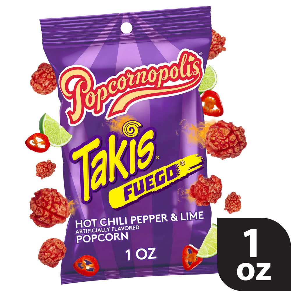 Popcornopolis Fuego Takis Popcorn, Hot Chili Pepper-Lime (1 oz)