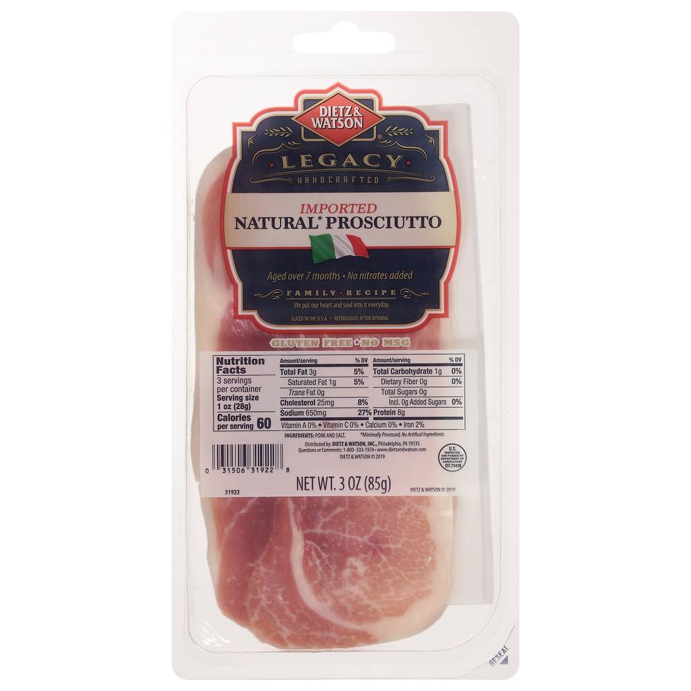 Dietz & Watson Natural Prosciutto (3 oz)