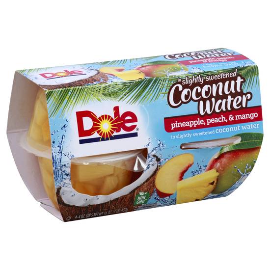 Dole Pineapple Peach & Mango in Coconut Water (4 x 4 oz)