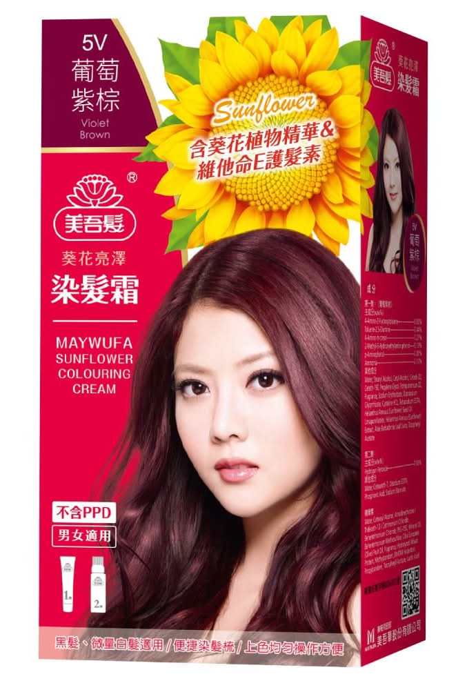 美吾髮 葵花亮澤染髮霜 - 5v葡萄紫棕 (100 g)