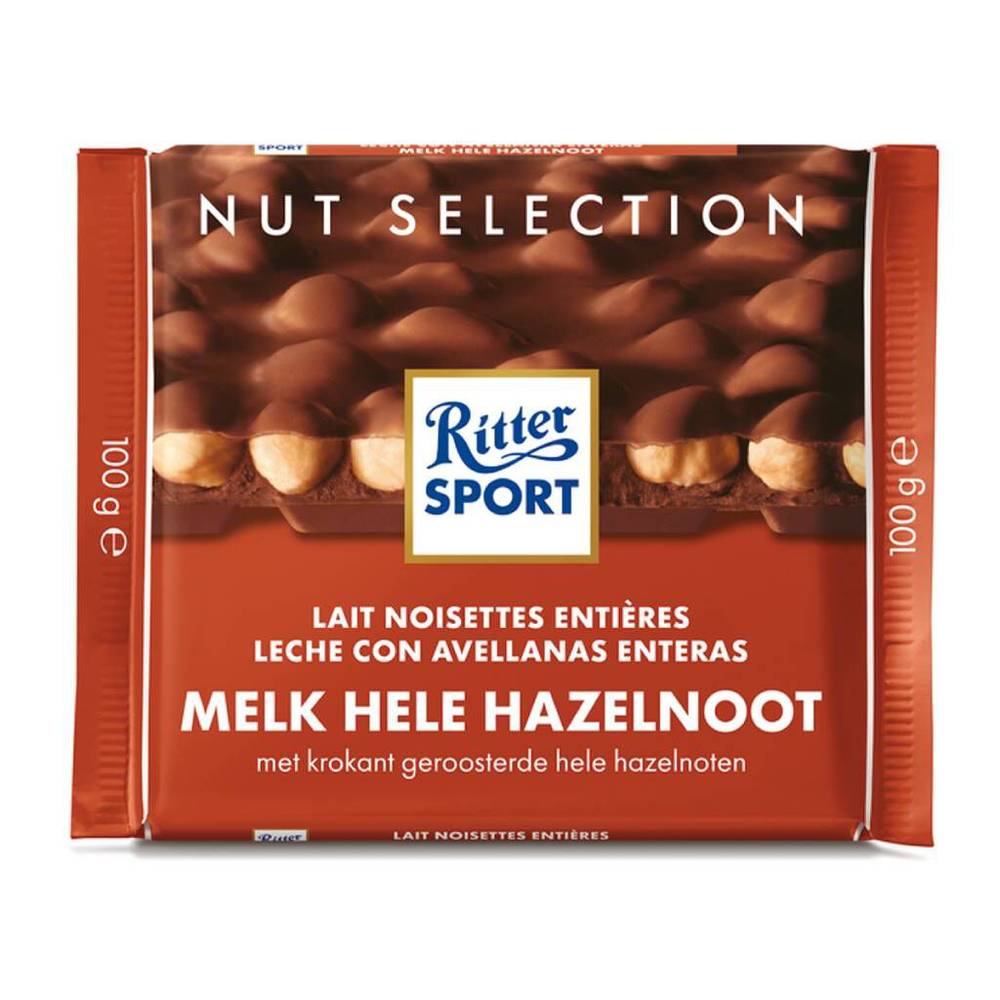 Ritter sport chocolate con leche y avellanas enteras  (100 g )