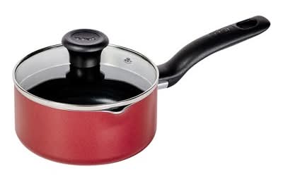 T-Fal Simply Cook Nonstick Sauce Pan With Lid 1.5 Qt, Black-Red