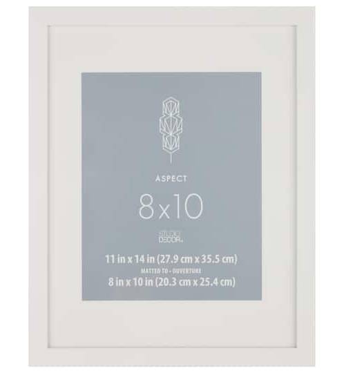 Studio Décor Aspect Narrow Frame With Mat, 8 in X 10 in, White
