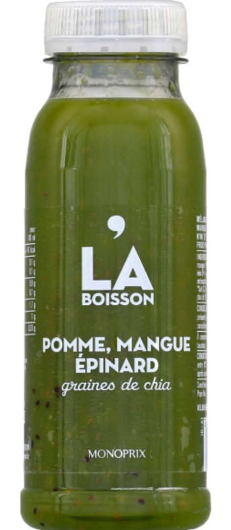 Monoprix - La boisson de juice, pomme, mangue épinard, graines de chia (250ml)