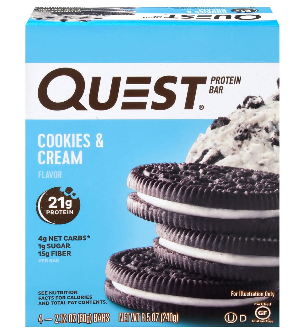 Quest Protein Bar, Cookies-Cream (4 x 2.12 oz)