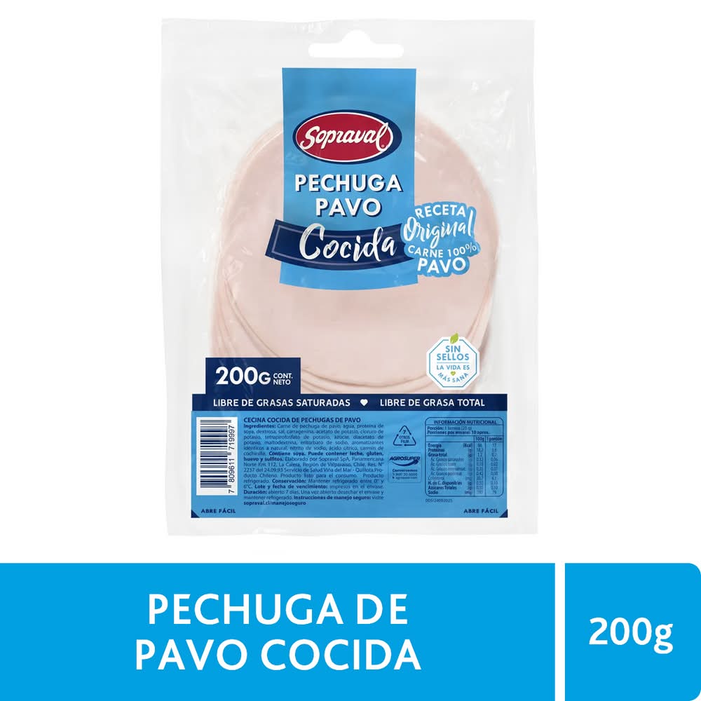 Sopraval · Pechuga de pavo cocida (200 g)