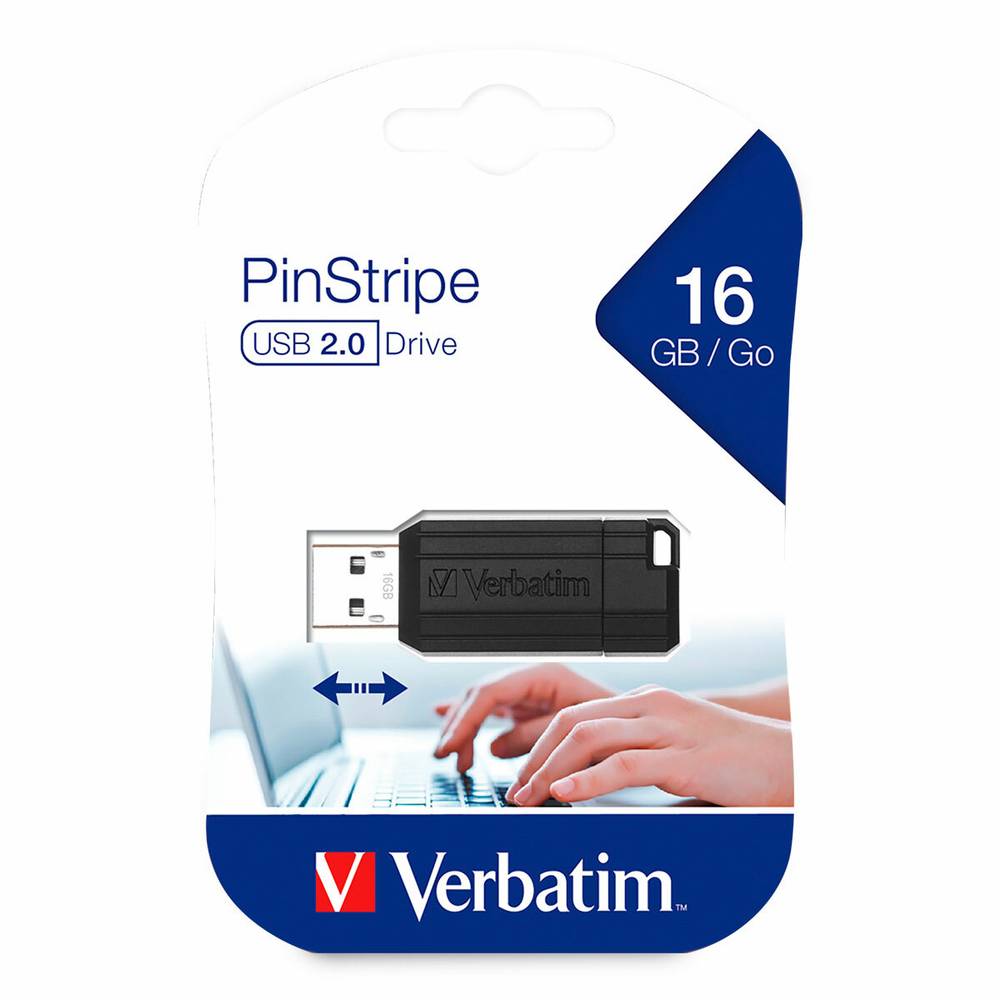 Verbatim memoria usb pinstripe negro 16 gb (1 pieza)