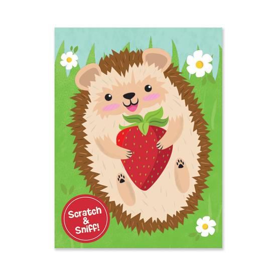 Hedgehog With Strawberry Enclosure Card