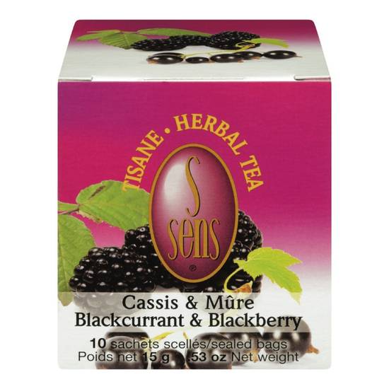 S sens tisane aux cassis et mûres en sachet scellé (10 un) - blackcurrant and blackberry herbal tea bags (10 units)