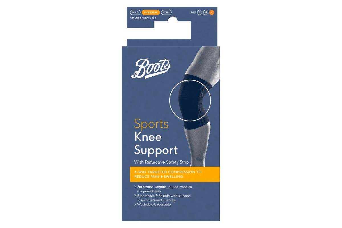 Boots Sports Knee Support with Reflective Safety Strip - Large