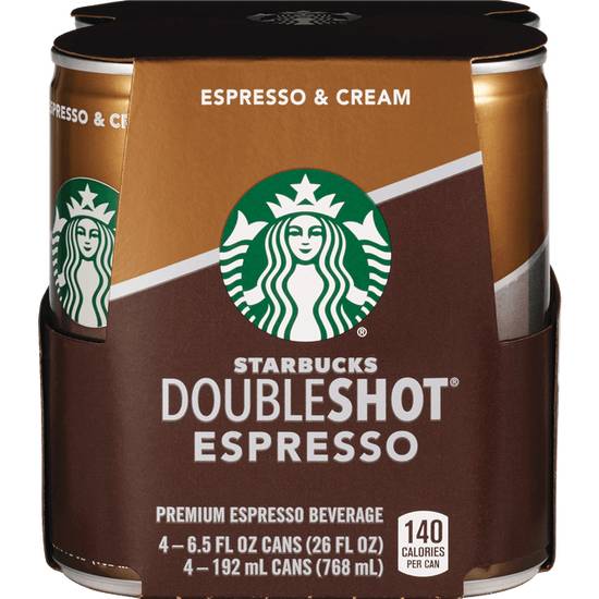 Starbucks DoubleShot Espresso+Cream Prem Coffee Dr 4Pk 6.5oz