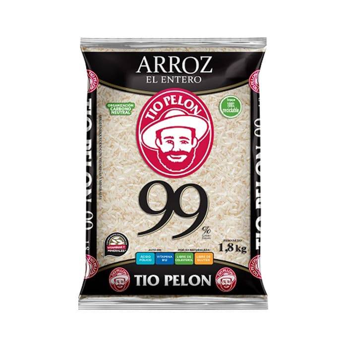 Tío pelón arroz 99% grano entero (1.8 kg)