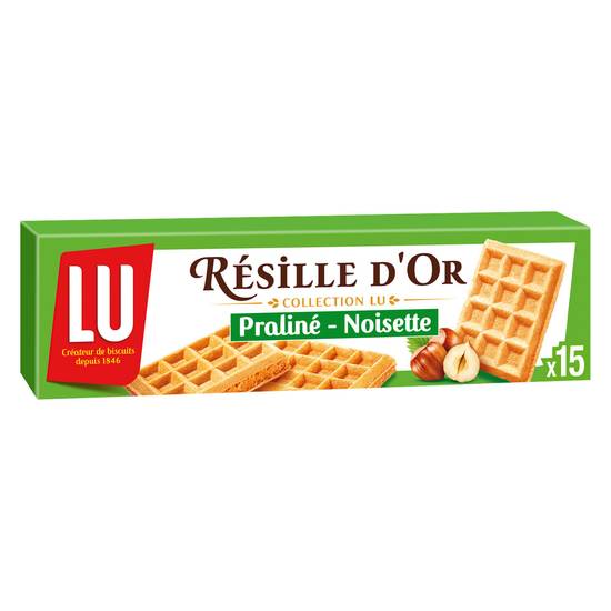 Biscuits gaufrettes fourrées au praliné noisette Résille d'Or LU - La boîte de 110 g