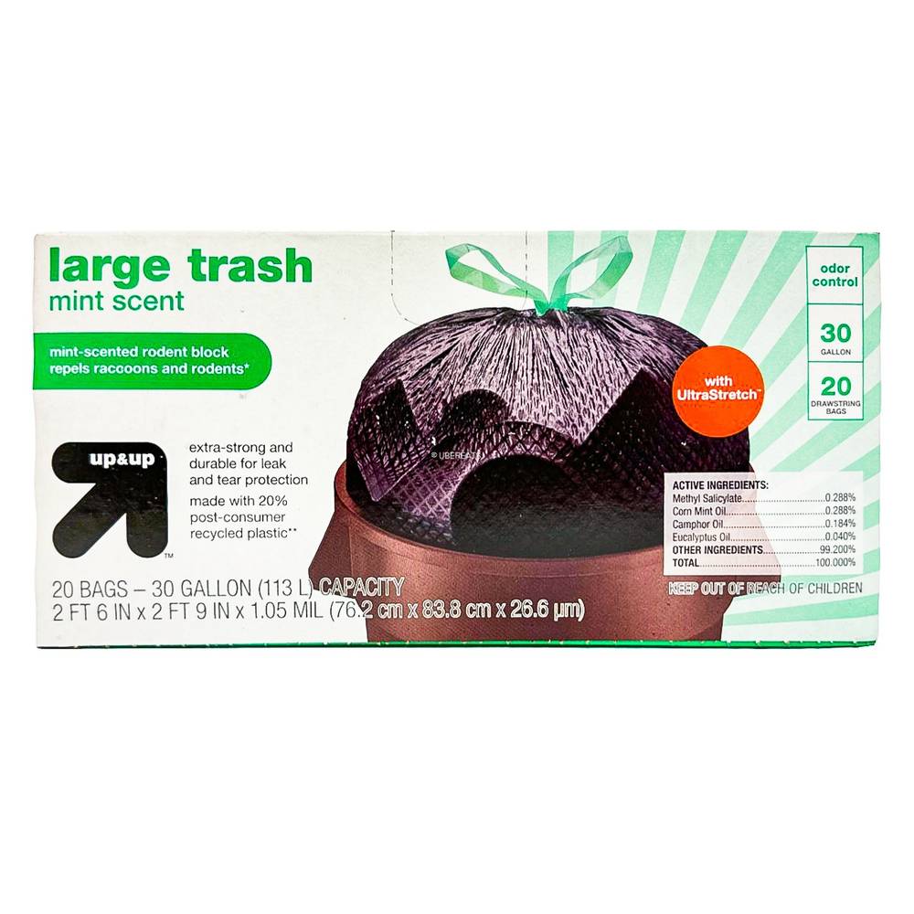 up&up Drawstring Trash Bags, Mint, Large (20 ct)