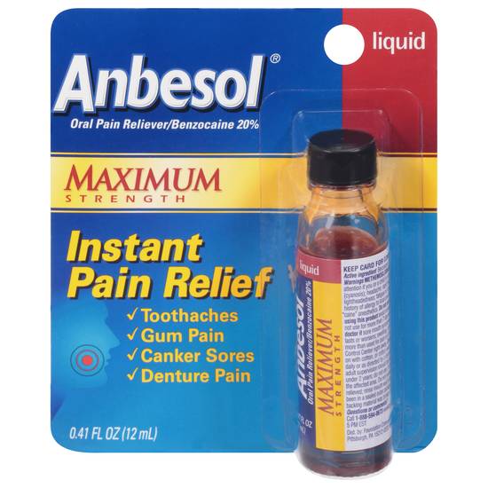 Anbesol Liquid Pain Reliever Benzocaine 20%