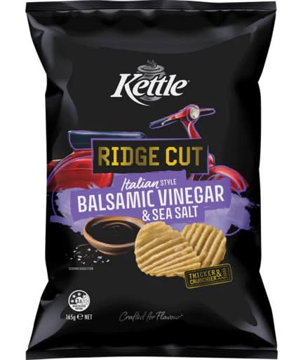 Kettle Ridge Cut Potato Chips, Italian Style Balsamic Vinegar & Sea Salt (165g)