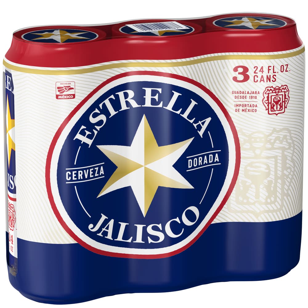 Estrella Jalisco Mexican Pale Lager Beer (3 x 24 fl oz)