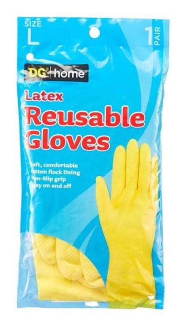 Dg Home Latex Reusable Gloves Size Large
