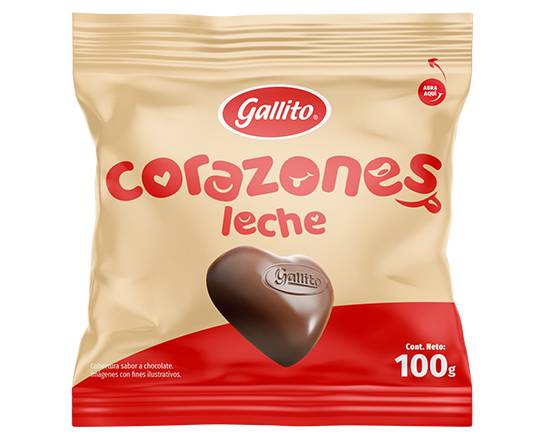 Golosina Chocolate Gallito Corazón Leche Bolsa 100 g