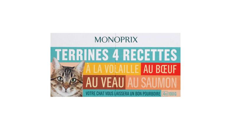 Monoprix Terrines 4 recettes pour chat Les 4 barquettes de 100 g