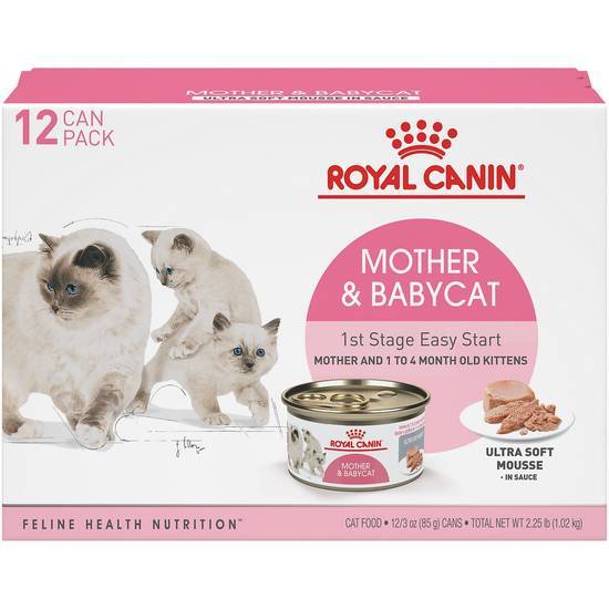 Royal Canin Mother & Babycat Ultra-Soft Mousse in Sauce Variety pack Wet Cat Food, 3 Oz., Count Of 12