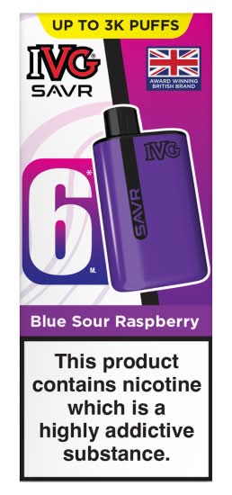 IVG Blue Sour Raspberry, Savr 3000 E-Cigarette