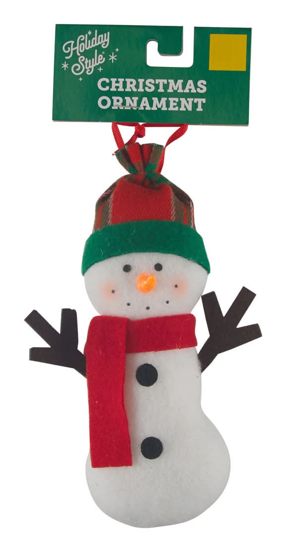 Holiday Style Snowman Christmas Ornament, Assorted