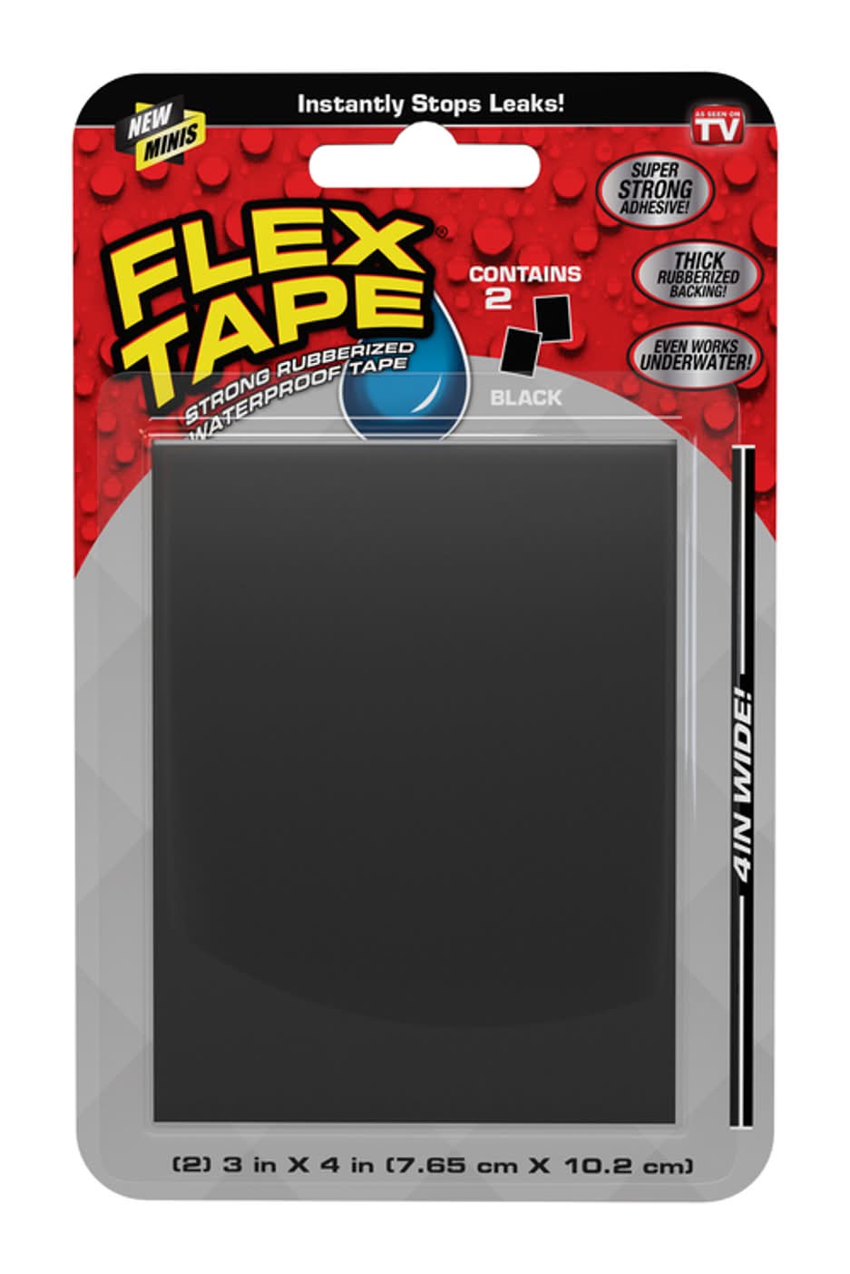 Flex Seal Family Of Products Flex Tape Mini 3 In. W X 4 In. L Black Waterproof Repair Tape