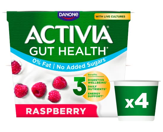 Activia Raspberry, No Added Sugar Gut Health Yogurt (4 pack)