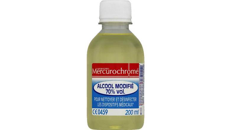 Mercurochrome Alcool modifié 70% vol Le flacon de 200ml