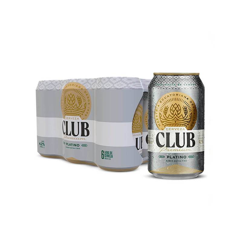 Sixpack Cerveza Club Platino Lata - 355Ml