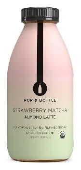 Pop & Bottle Organic Plant Powdered Ready To Drink Liquid Coffee, Strawberry Matcha Almond Latte (11 fl oz)